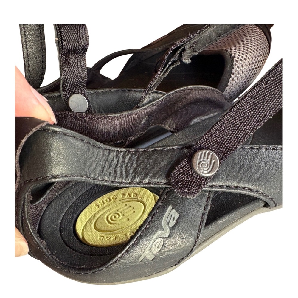 Teva Numa Mary Jane Shoes Womens 9 Black Leather Mesh Water Hiking 1005490 - Picture 2 of 7
